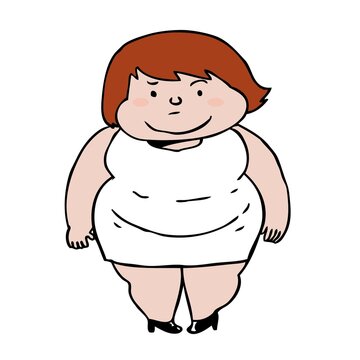 cartoon fat woman suffering from depression