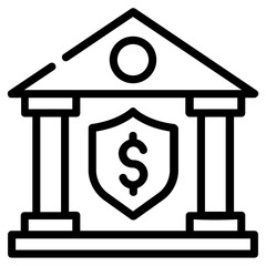 Modern line icon of a bank