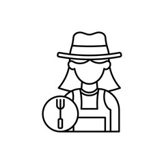 Farmer line art icon design template vector illustration