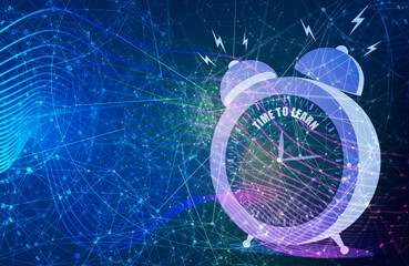 Analog clock with text time to learn.