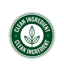 Simple Minimal Clean ingredient label badge design with nature leaf line art icon in vector.