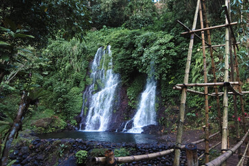 Beautiful View Around Jagir Waterfall in Banyuwangi, East Java, Indonesia.