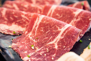 premium japanese wagyu beef slice