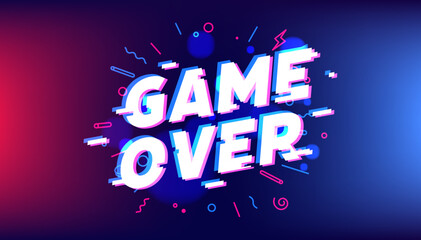 Game over text on blue background. © Windawake