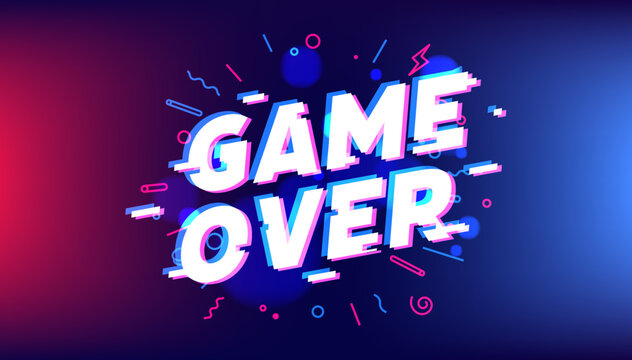 Game over text on blue background.