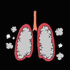 cartoon lung organs full of cigarette smoke dangerous