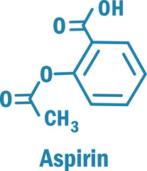 Aspirin skeletal formula molecular structure in chemistry.