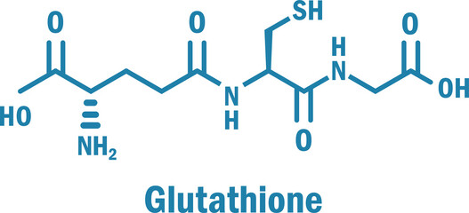 Glutathione skeletal formula molecular structure in chemistry found in cosmetic and beauty products.