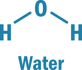 Water H2O skeletal formula molecular structure in chemistry.