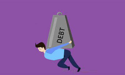 Illustration vector graphic of a person who is in debt