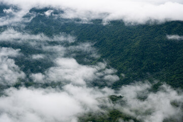 Landscapes beautiful mountain and dramatic cloudy. Mist over the mountains in Thailand. Winter landscape.