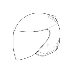 Template helmet half face, line Art helmet Vector Illustration, Line art vector, helmet Vector
