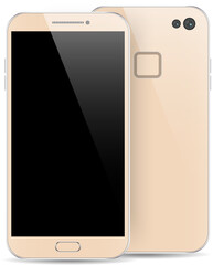 Modern  smartphone isolated. Front and back of smartphone. Cell phone mockup back view.