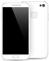 Modern  smartphone isolated. Front and back of smartphone. Cell phone mockup back view.