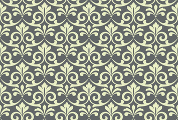 Flower geometric pattern. Seamless vector background. Gray ornament
