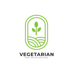 Vegetarian Logo icon Template Design.