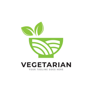 Vegetarian Logo icon Template Design.