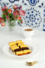 Mini Spiku or Lapis Surabaya, the Layers Rich Egg Yolk Cake with Strawberry Jam in Between