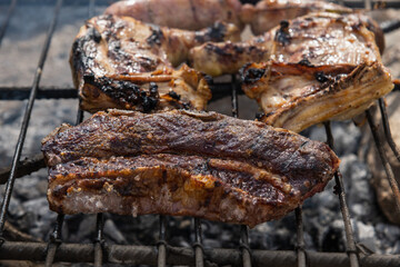 grilled meat on the grillasado argentino
