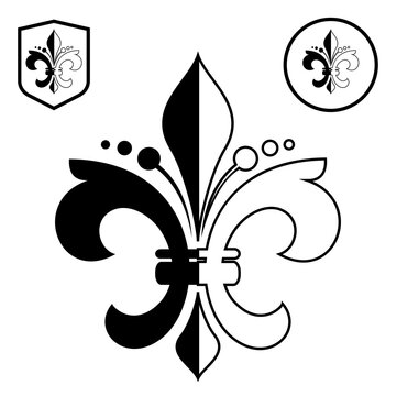 Black heraldic sign, logo, design element, decoration. Graphic vector pattern