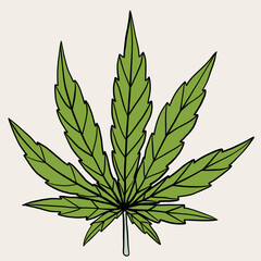 simplicity cannabis leaf freehand drawing.