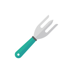 Fototapeta premium Gardening equipment. The shoveling fork is made of steel for shoveling the soil in the garden.