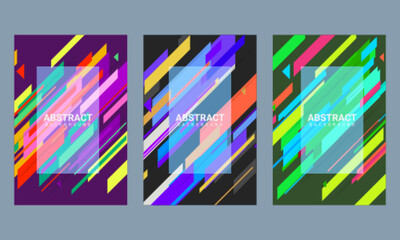 set of abstract and colorful covers with shapes