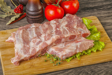 Raw pork ribs for cooking
