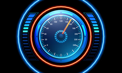 Neon car speedometer. Vector illustration