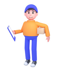 3d render of cheerful courier or postman