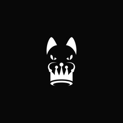 Black cat king. Logo design.