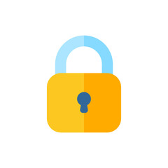 yellow padlock for locking the information on the computer data encryption concept