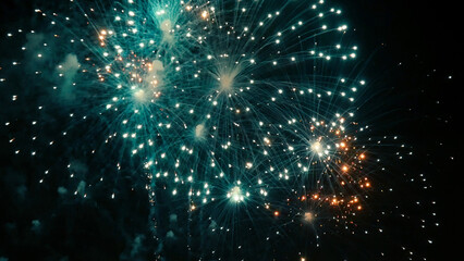 Green Firework celebrate anniversary happy new year 2023, 4th of july holiday festival. Green...