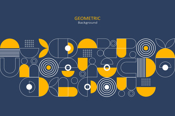 Abstract flat geometric background, template design with the simple shape of circles, dots, and line art. Landing page design. Vector Illustration. © nooumaporn