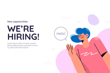 We are hiring concept in flat design