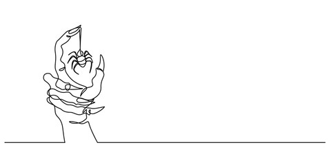 one line drawing of ghost hand and spider illustration