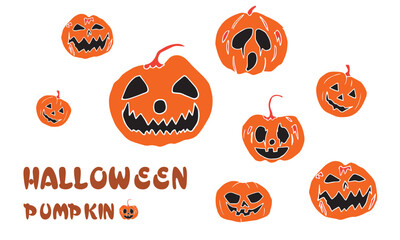 Halloween pumpkin set in orange color 