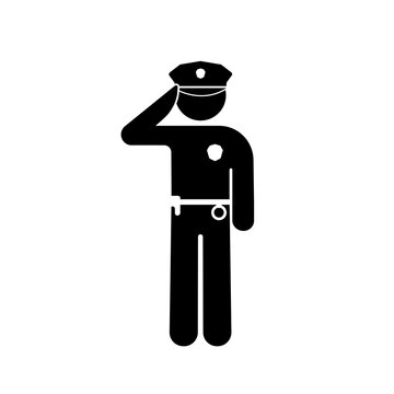Policeman Icon, Police Officer Pictogram, Isolated Vector Silhouette