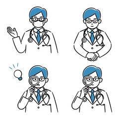 Male doctor simple illustration set