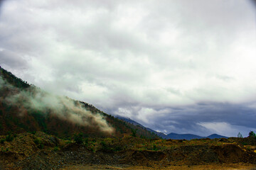 clouds in the mountains