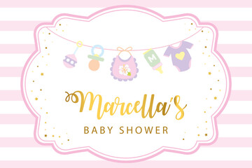 classic baby shower banner with baby toys