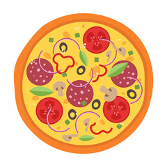 Vector pizza isolated on white background. Fast food Illustration
