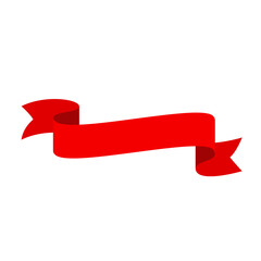 Vector red ribbon banner set. Flat red ribbon for promotion, discount label in product sales.