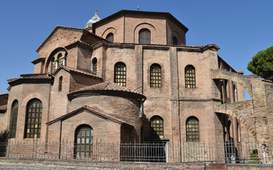 Fototapeta na wymiar Medieval Basilica of San Vitale. Ancient catholic church with romans mosaics inside. Ravenna, Italy