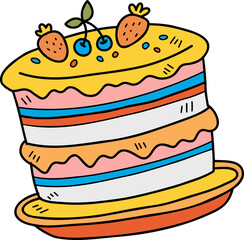 food doodle illustration on transparent background