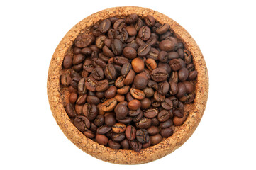coffee on a white background close-up. concept of making coffee. roasted coffee beans