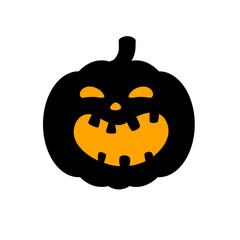 Yellow pumpkin vector for carving scary ghost faces for Halloween.
