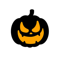 Yellow pumpkin vector for carving scary ghost faces for Halloween.