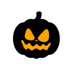 Yellow pumpkin vector for carving scary ghost faces for Halloween.