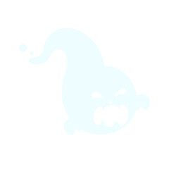 A cartoon white evil ghost that has fun haunting people on Halloween.